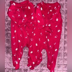 Toddler Holiday Red Footed Pajama Set with Candy Print